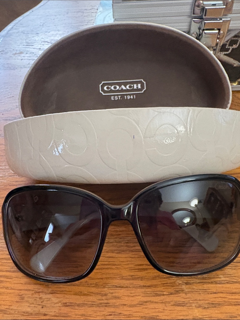 Coach Women's Brown Frame Sunglasses with Gradient Lenses